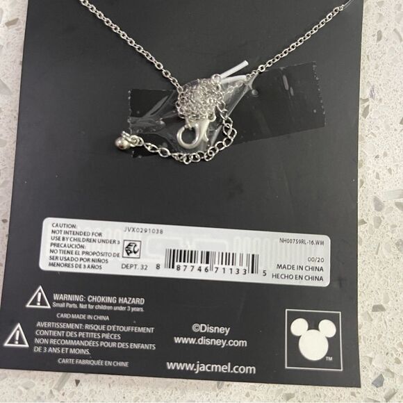 Disney Minnie Mouse Silver Tone Glitter Bow Pendant Adjustable 16” Necklace - Picture 7 of 8
